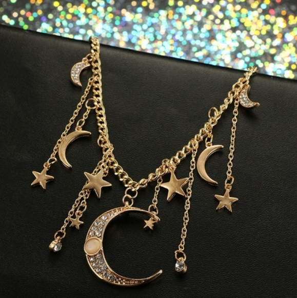 Moon & Stars Celestial Boho Necklace - Picture 5 of 6
